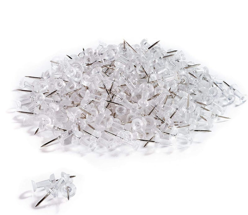 Klingy Push Pins, Thumb Tacks, Sharp Steel Point, 3/8â€ Long, Perfect for Office, Home, School â€“ 500-Pack (Clear) - Image 1